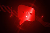 Shiny red message icon on black background