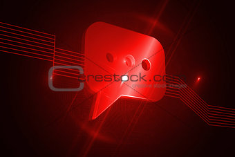Shiny red message icon on black background