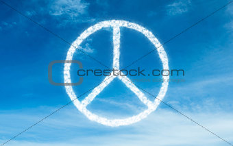 White peace sign in sky