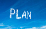 Plan written in white in sky