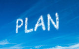 Plan written in white in sky