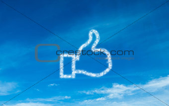 White thumb up icon in sky