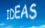 Ideas written in white in sky