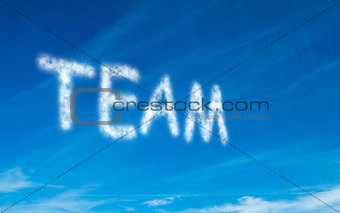 Team written in white in sky