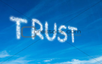Trust written in white in sky