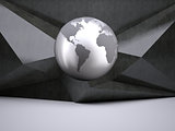 Planet on grey abstract background