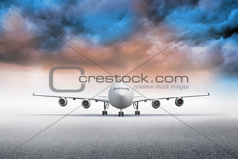 3D plane standing under colorful sky
