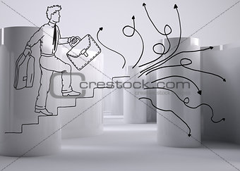 Comic man on abstract grey background