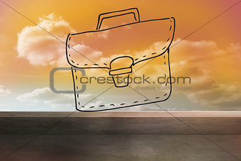 Bag drawn on orange sky