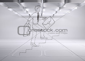 Drawn man on grey abstract background