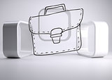 Drawn bag on grey abstract background