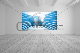 White room with abstract picture of globe
