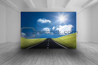 Room with futuristic picture of landscape