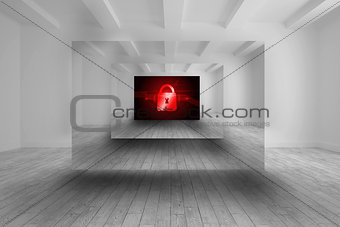 Room with picture of red lock