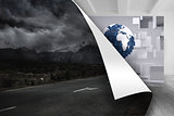 Stormy background over picture of earth