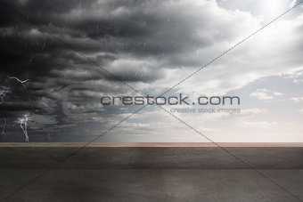 Balcony and stormy sky