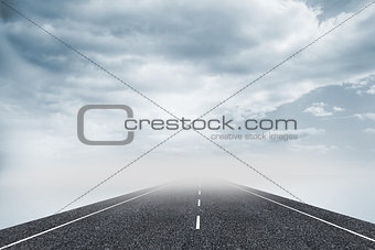 Cloudy landscape background with street
