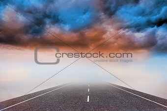 Cloudy landscape background with street