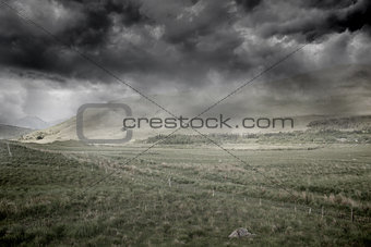Stormy countryside background