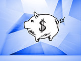 Piggy bank over blue abstract background