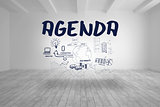 Agenda with flowchart written in bright room