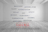 Expense terms written in bright room