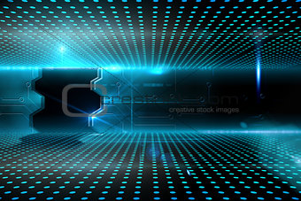 Doorway on technological glowing background