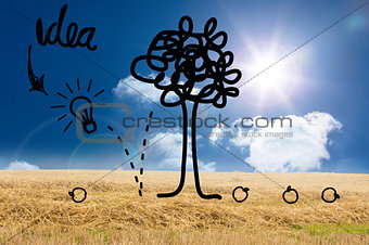 Idea tree graphic over countryside