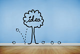 Idea tree graphic on blue wall