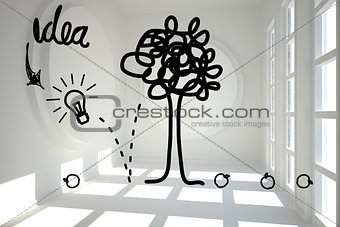 Idea tree graphic in bright room