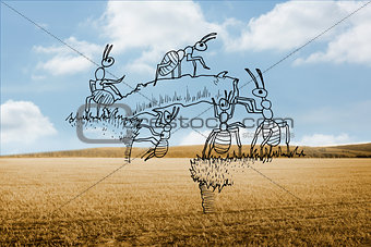 Working ants over countryside