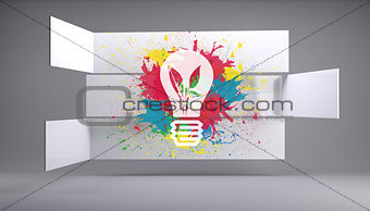 Light bulb on splashes on abstract background