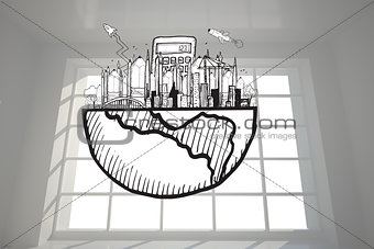 Business graphic in bright room