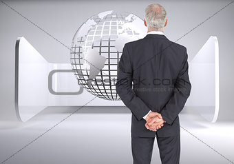 Composite image of rear view of businessman posing