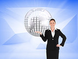 Composite image of woman in suit showing a copy space
