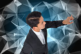Composite image of asian businessman pointing