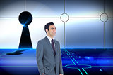 Composite image of businessman standing