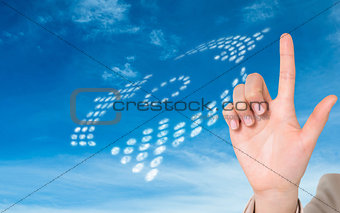 Composite image of woman pointing