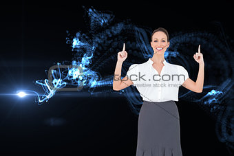 Composite image of smiling businesswoman posing