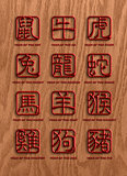 12 Chinese Zodiac Animals Wood Signs