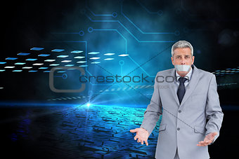 Composite image of businessman gagged