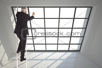 Composite image of businessman climbing career ladder