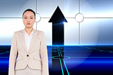 Composite image of unsmiling businesswoman