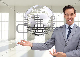 Composite image of businessman presenting