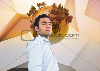 Composite image of casual man standing