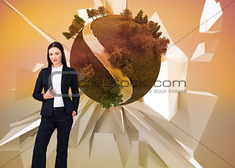 Composite image of portrait of a businesswoman standing