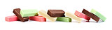 Colorful candy bars on table