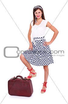 Pin up girl with suitcase