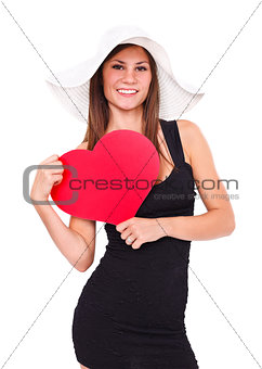 Smiling woman with heart