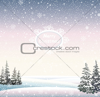 Winter Christmas landscape.